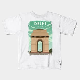 Delhi India Vintage Retro Minimal Travel Poster Kids T-Shirt